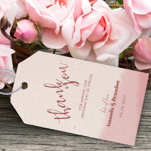 Minimal Blush Bloom Bold Script Wedding Thank You Gift Tags