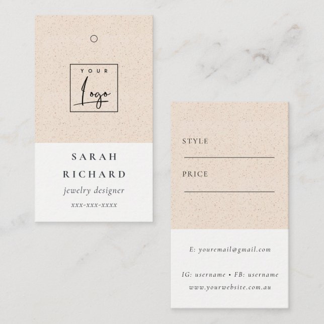 Minimal Blush Ceramic Texture Price Tag Logo (Front/Back)