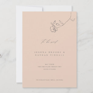 Minimal Blush Delicate Floral Wedding Invitation