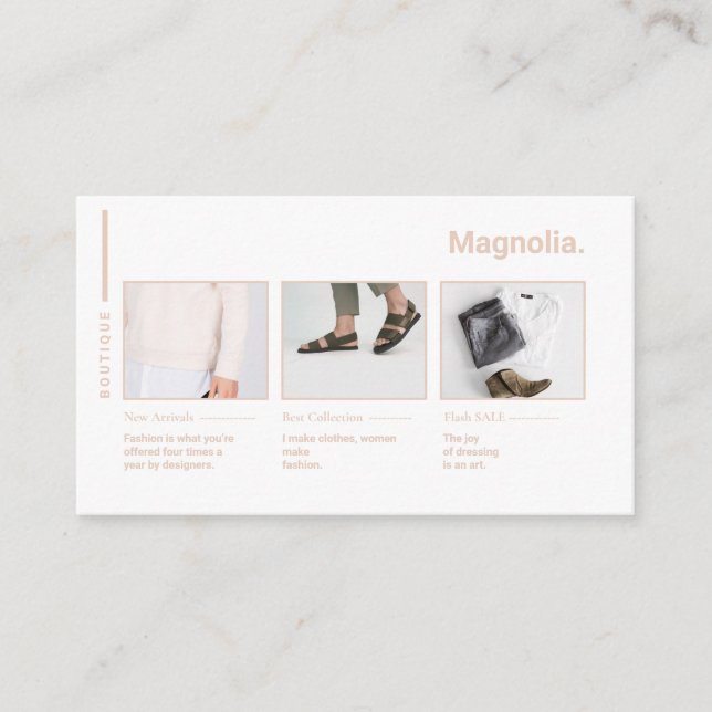 Minimal Blush Fashion Photo Influencer Blogger Business Card (Front)