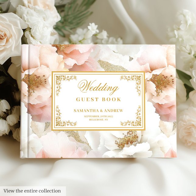 Minimal Blush Gold Watercolor Wedding Guest Book (Minimal Blush Gold Watercolor Wedding Guest Book

)