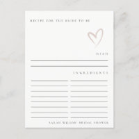 Minimal Blush Heart Bridal Shower Recipe Request