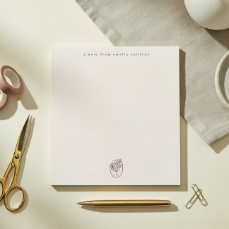 Minimal Blush Notepad with Monogram Desk Pad