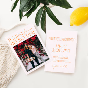 Minimal Blush Pink & Bright Orange Photo Wedding I Invitation