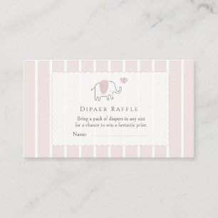 Minimal Blush Pink Elephant Sketch Diaper Raffle Enclosure Card