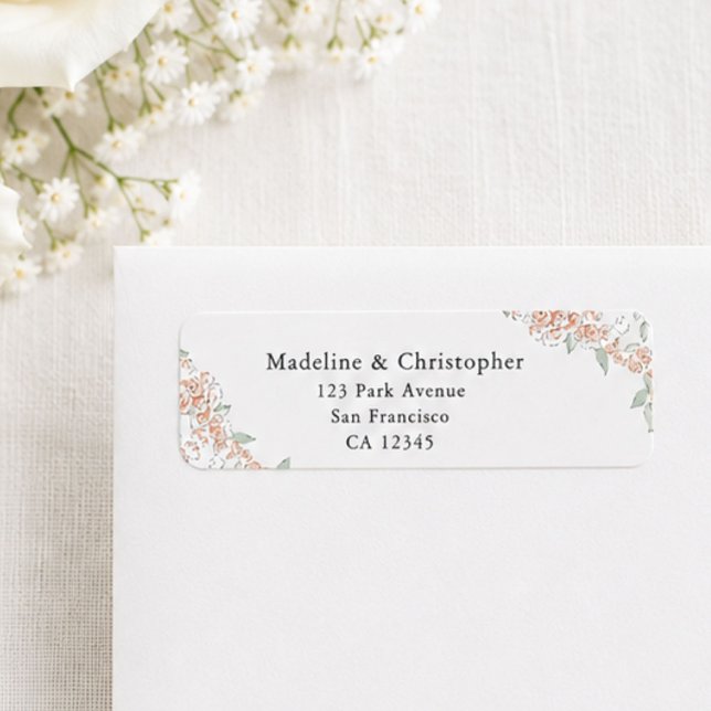 Minimal Blush Pink Floral Wedding Return Address (Creator Uploaded)