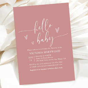 Minimal Blush Pink Girl Baby Shower Invitation