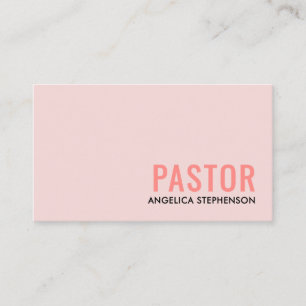Minimal Blush Pink Logo QR Code PASTOR Business Card