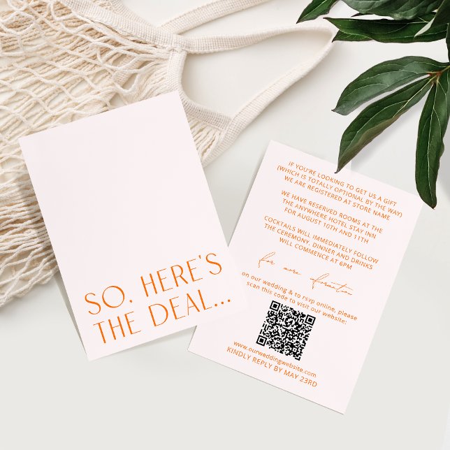 Minimal Blush Pink & Orange Details Card & QR Code (Creator Uploaded)