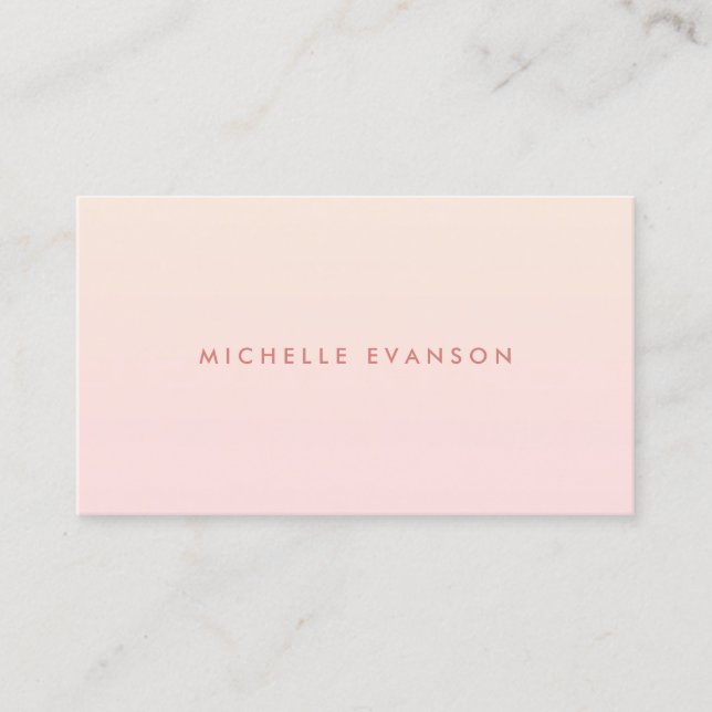 Minimal Blush Pink Peach Gradient Chic Business Card (Front)