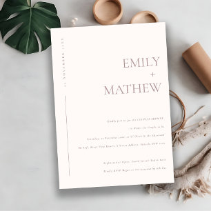 MINIMAL BLUSH PINK PEACH TYPOGRAPHY COUPLES SHOWER INVITATION