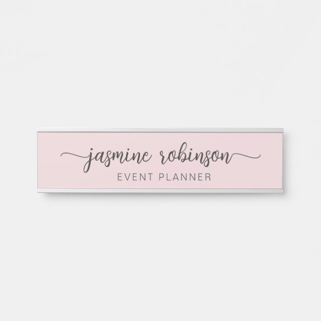 Minimal Blush Pink Professional Monogram Signature Door Sign (Front)