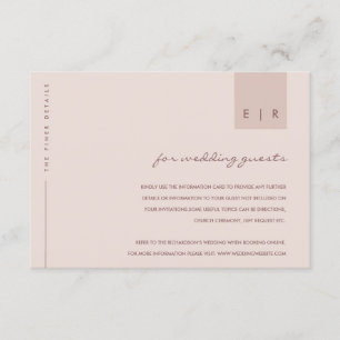 MINIMAL BLUSH PINK TYPOGRAPHY WEDDING DETAILS ENCLOSURE CARD