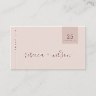 MINIMAL BLUSH PINK TYPOGRAPHY WEDDING THANK YOU BUSINESS CARD