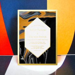 Minimal Bohemian Black Gold Artsy Abstract Wedding