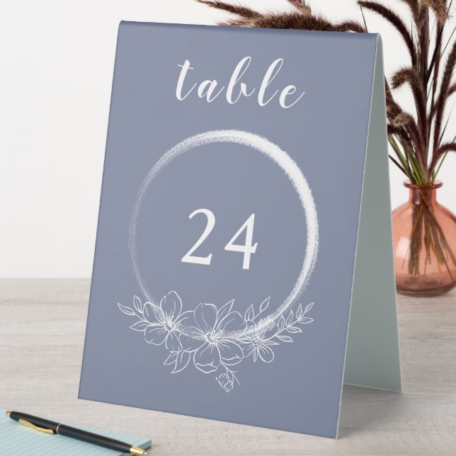 Minimal Bohemian Blue Table Card Number Tent Sign (In SItu (Table))