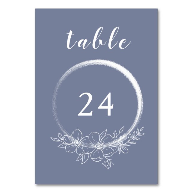 Minimal Bohemian Blue Table Number  Card (Front)