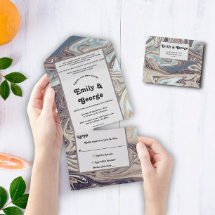 Minimal Bohemian Earth Tone Abstract Art Wedding All In One Invitation