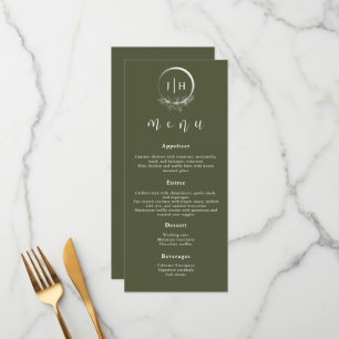 Minimal Bohemian Olive Green Wedding Menus