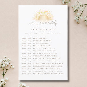 Minimal Bohemian Sun Guess Who Said It Game Card
