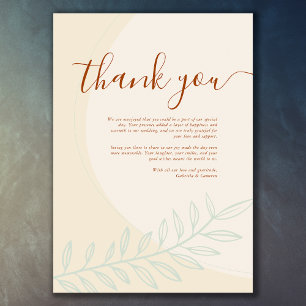 Minimal Boho Autumn Tone Wedding Thank You Card