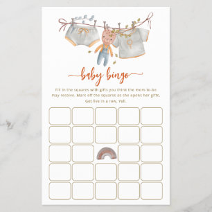Minimal Boho Baby Shower Bingo Game Flyer