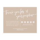 Minimal Boho Beige Earth Thank You Package Insert 