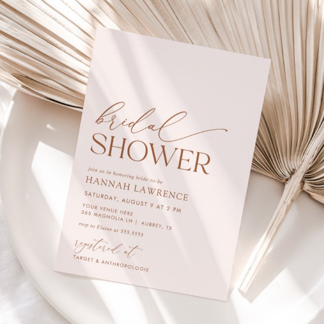 Minimal Boho Blush Pink Bridal Shower Invitation (Creator Uploaded)