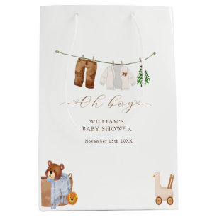 Minimal Boho Boy Clothes Baby Shower Medium Gift Bag