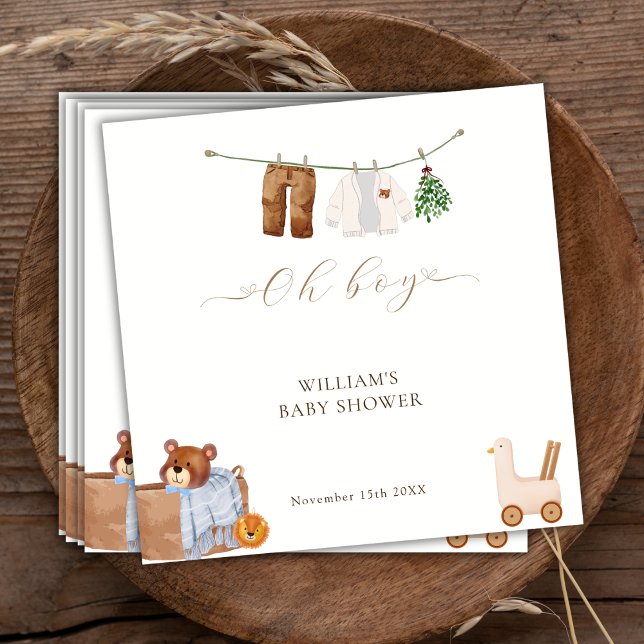 Minimal Boho Boy Clothes Baby Shower Napkin (Minimal Boho Boy Clothes Baby Shower Napkins)