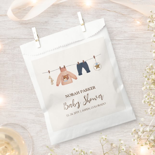 Minimal Boho Boy Winter Clothesline Baby Shower  Favour Bags (Clipped)