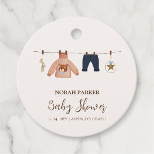 Minimal Boho Boy Winter Clothesline Baby Shower Favour Tags