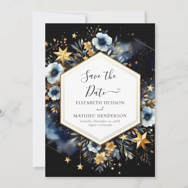 Minimal Boho Celestial Wedding Save The Date (Front)