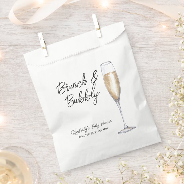 Minimal Boho Champagne Brunch Bubbly Baby Shower  Favour Bags (Clipped)