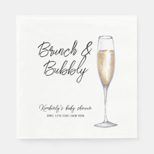 Minimal Boho Champagne Brunch Bubbly Baby Shower Napkin