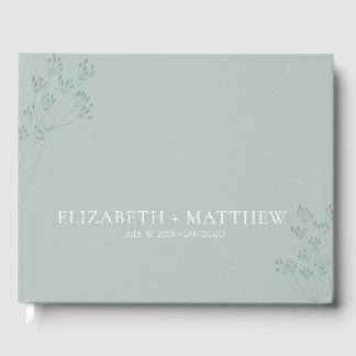 Minimal Boho Chic Green Wedding Guest Book