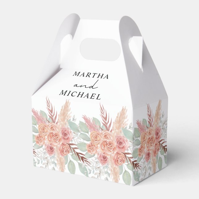 Minimal Boho Floral Wedding  Favour Box (Front Side)