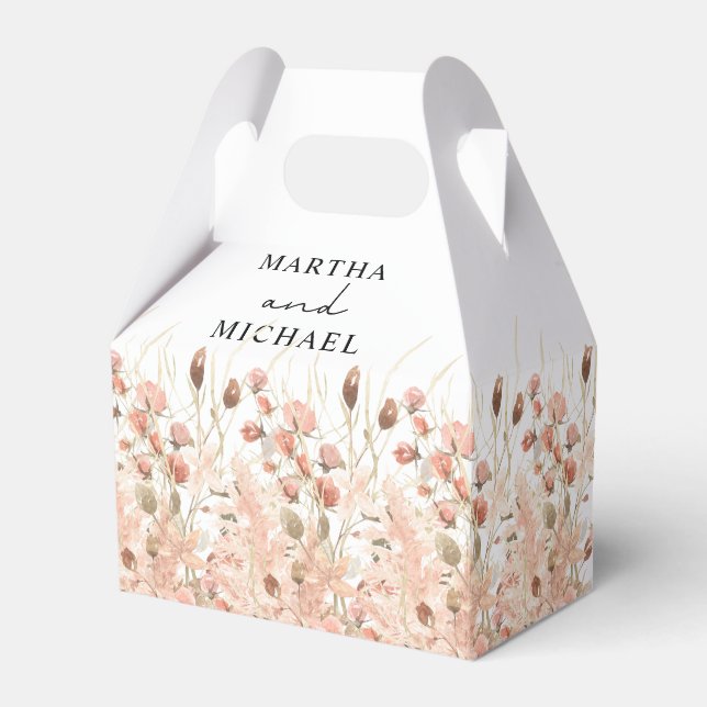 Minimal Boho Floral Wedding  Favour Box (Front Side)