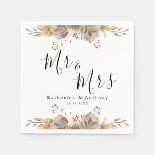 Minimal Boho Floral Wedding Napkin