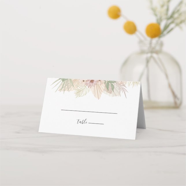 Minimal Boho Floral Wedding Place Card (Front)