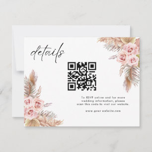 Minimal Boho Floral Wedding RSVP Thank You Card
