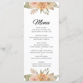 Minimal Boho Floral Wedding Wedding Menu Card