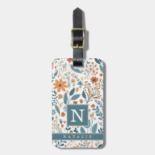 Minimal Boho Flowers Background Luggage Tag