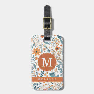 Minimal Boho Flowers Background Luggage Tag