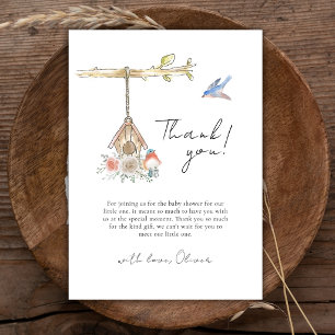 Minimal Boho Hatching Soon Bird Nest Baby Shower Thank You Card