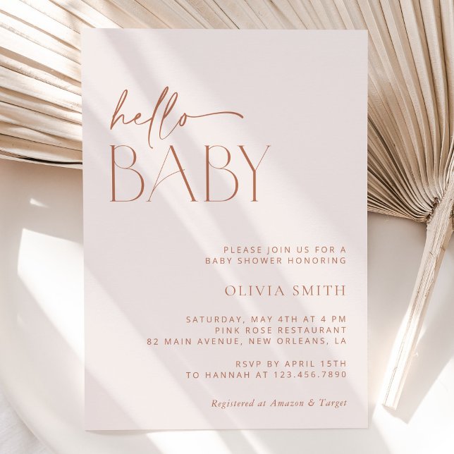 Minimal Boho, Modern, Terracotta, Baby Shower Invitation (Creator Uploaded)