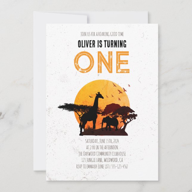 Minimal Boho Safari Wild One Birthday Invitation (Front)