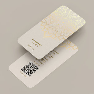 Minimal Boho Sand Wellness Coach Yoga Lotus Business Card