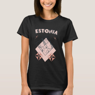 Minimal Boho Travel Line Art Estonia Vacation T-Shirt
