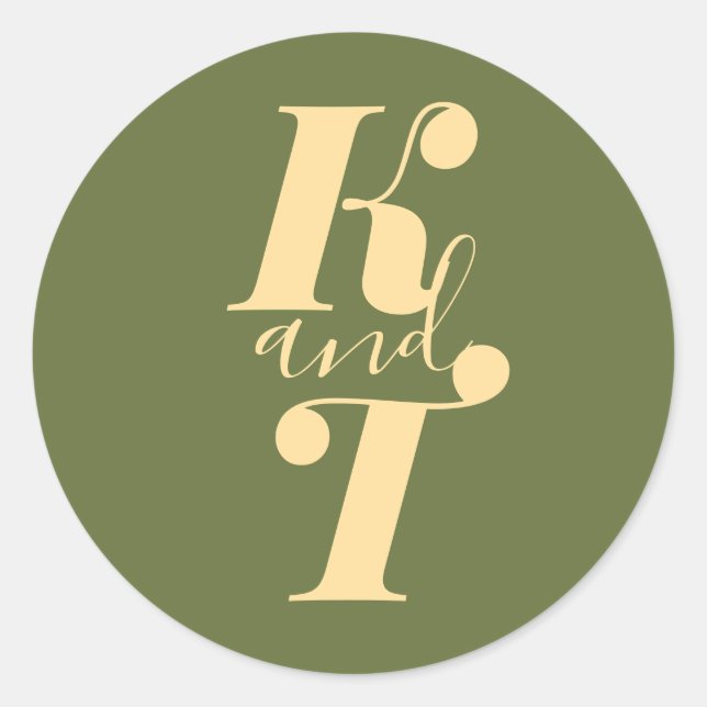 Minimal Boho Wedding Monogram Stickers (Front)